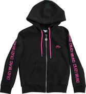 kinder trainingsjas-sportjas-vest- kleur zwart met roze logo maat 170