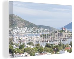 Canvas schilderij 150x100 cm - Wanddecoratie De jachthaven van Bodrum in de Turkse Rivièra - Muurdecoratie woonkamer - Slaapkamer decoratie - Kamer accessoires - Schilderijen