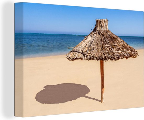 Parasol sur une plage au bord de la mer 140x90 cm - Tirage photo sur toile  (Décoration... | bol.com