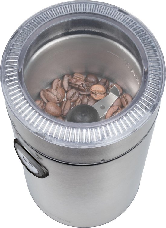 ProfiCook koffiemolen voor het malen van koffiebonen | Elektrische koffiemolen met 2 snelheden roestvrijstalen mes | Grinder met venster en 40 gr. Tank | Roestvrij staal - PC KSW 1216
