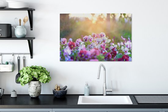 Tableaux - Coucher de soleil sur un champ de violettes - Peintures cm - Décoration murale