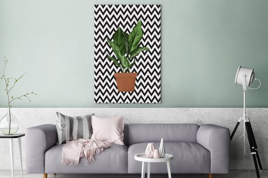 Canvas schilderij 80x120 cm - Wanddecoratie Planten - Plantenbak - Kamerplant - Muurdecoratie woonkamer - Slaapkamer decoratie - Kamer accessoires - Schilderijen op canvas