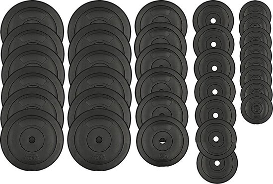 Bad Company Halterschijven 30/31 mm, kunststof, 15 kg, gewichtenset 6 x 2,5 kg, gewichten voor lange halter en korte halter