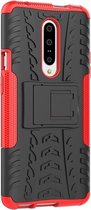 OnePlus 7 Hoesje - Mobigear - Tire Serie - Hard Kunststof Backcover - Zwart / Rood - Hoesje Geschikt Voor OnePlus 7