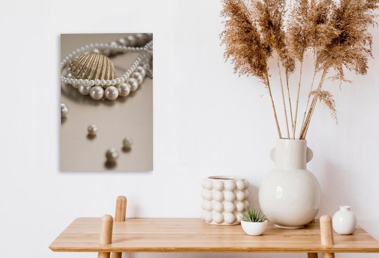 Toile - Gros plan d'un collier de perles - 20x30 cm - Décoration