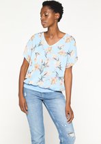 LOLALIZA - Top met bloemenprint - Turquoise - Maat L