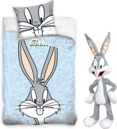 Warner Bros. Dekbedovertrek Bugs Bunny 100 X 135 Cm Katoen Blauw- met Pluche Bugs Bunny 50cm.