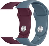 2 sport bandjes geschikt voor Apple Smartwatch 38/40 mm M/L – YOUNIQ – Wijn Rood & Ijs Blauw – iWatch Series 1/2/3/4/5/6/SE - Horloge Band Strap geschikt voor Apple Watch