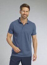 Poloshirt met Structuur, Blauw Gestreept, Maat XXL