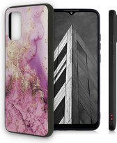 Samsung Galaxy A72 Hoesje met Marmer Paars Print - Siliconen Back Cover