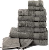 Komfortec Voordeelpak Handdoekenset 4x handdoek 50x100 cm + 2x badhanddoek 70x140 cm + 2x gastendoekje 30x50 cm + 2x washandje 16x21 cm- 100% Katoen - Antraciet grijs