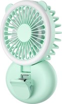 Ventilator mini met LED-lamp - Groen - Tafelventilator - Handventilator - Draagbaar - Oplaadbaar USB - Mini airco - Luchtkoeler aircooler