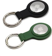 Sleutelhanger voor Apple AirTag - Zwart & Groen - Siliconen Hoesje voor Apple Apple AirTag - Case voor Apple Airtag - 2 stuks - Zwart & Groen