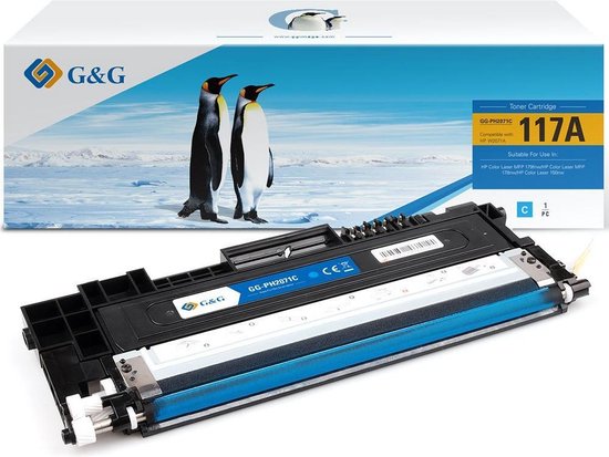 G&G huismerk W2071A toner compatibel met HP 117A Tonercartridge / Cyaan