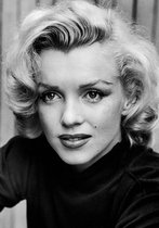 Tuinposter - Filmsterren - Retro / Vintage - Marilyn Monroe in wit / grijs / zwart - 80 x 120 cm.