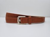 Lederen Riem 3 cm breed - Stoer industrieel gesp - Leren Broekriem - Pantalon breedte - 105 cm Gleufjes leer - kleur Licht bruin