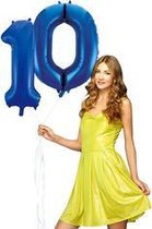 Blauwe cijfer ballon 10 inclusief helium gevuld.