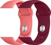 2 sport bandjes geschikt voor Apple Smartwatch 38/40 mm S/M – YOUNIQ – Koraal Rood & Roos Rood – iWatch Series 1/2/3/4/5/6/SE - Horloge Band Strap geschikt voor Apple Watch