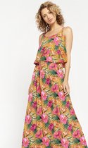 LOLALIZA Robe longue à imprimé fleuri tropical - Geel - Maat 38