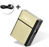 LotaHome® - Sigarettendoosje aansteker - 20pack - Elektrisch - Windproof & Waterbestendig - USB oplaadbaar - Beschermdoos - Inclusief USB-lader - Goud