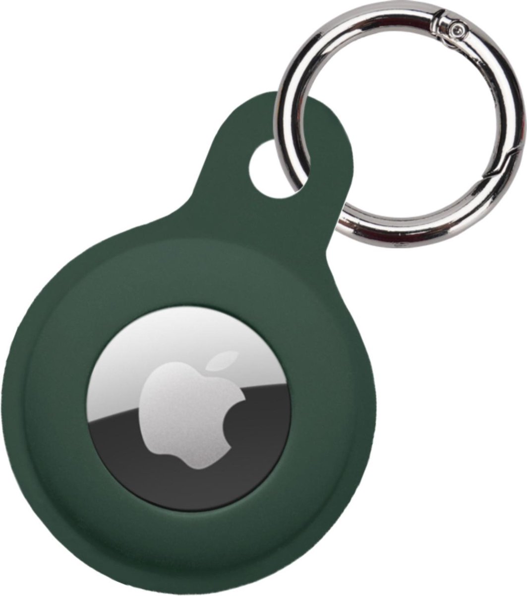 Hoesje Geschikt voor Apple AirTag Hoesje Sleutelhanger Houder - Siliconen Hoesje Geschikt voor Apple AirTag Hoesje - Donkergroen