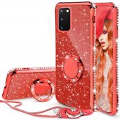 Samsung Galaxy A32 Back Cover Telefoonhoesje | Glitter | met Ring Houder | Rood | TPU Hoesje