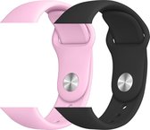 2 sport bandjes geschikt voor Apple Smartwatch 42/44 M/L – YOUNIQ – Roze Zand & Zwart – iWatch Series 1/2/3/4/5/6/SE - Horloge Band Strap geschikt voor Apple Watch