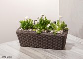 GoodVibes - Set van 4 Bloembakken voor balkon van Polyrattan 47 x 17 x 15 cm Mokka