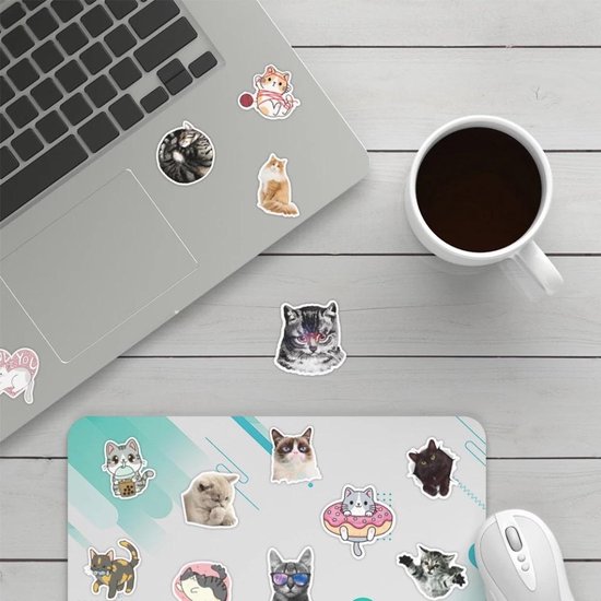 100 stuks Poezen Stickers - Cartoon en Foto - Voor op de fiets, beker, laptop, schoolspullen, kamer, etc - School - Kinderen - Stickers - Plakken - Stikker - Cats - Katten - Schattig - Meisjes - Bundel - Set - 100 - Sticker mix