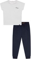 Koko Noko BIO Basics Set(2delig) Joggingbroek Nikki Navy en Shirt Noemi Wit - Maat 134/140