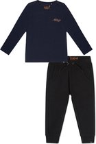 Koko Noko BIO Basics Set(2delig) Joggingbroek Nikki Zwart en Shirt Norah LS Navy - Maat 110/116