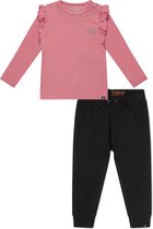 Koko Noko BIO Basics Set(2delig) Joggingbroek Nikki Zwart en Shirt Nykee bright pink - Maat 86/92