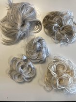 Actie!5x Hairbun Crunchy Haarstuk hairpiece verschillende grijs  tinten/maten