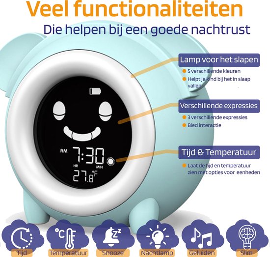 Noah Kinderwekker - Slaaptrainer Kinderen - Digitaal - Met Ring Lamp - Slaapwekker - 8 Slaapgeluiden — afbeelding 4
