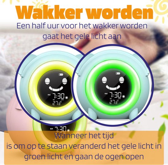 Noah Kinderwekker - Slaaptrainer Kinderen - Digitaal - Met Ring Lamp - Slaapwekker - 8 Slaapgeluiden — afbeelding 5