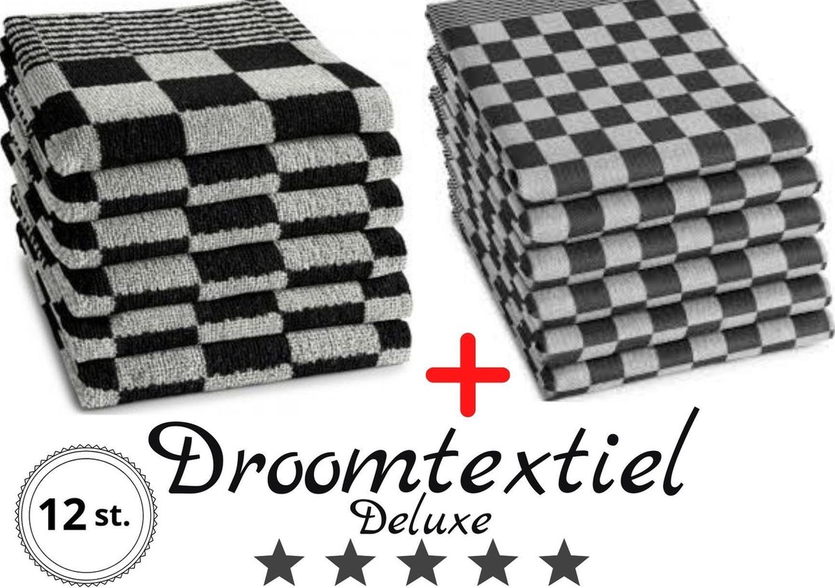 Theedoeken en Keukendoeken Set 6 Stuks Theedoeken + 6 Stuks Keukendoeken 100...