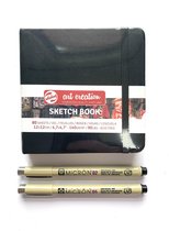Talens Art Creation Schetsboeken vierkant met 2 Sakura Micron fineliners