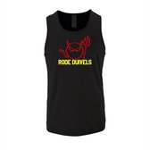Belgie EK Zwarte Tanktop sportshirt met Rood / Geel “ Rode Duivels “ Print Size L
