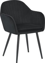 HTfurniture-Lara dining chair-black velvet-with armrest-black legs