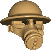 W34 - Gasmaskers+helm - beige- 10 stuks - WW2 Bouwstenen - Lego fit - WW2 - Soldaten - Militair - Tank - Army - Bouwstenen - Wapens - Geweren - Brick - Tweede Wereld Oorlog - Mini-