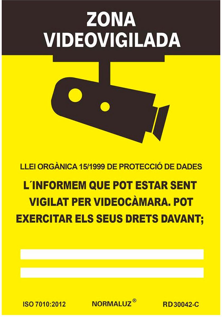 Bord Normaluz Zona videovigilada PVC (21 x 30 cm)