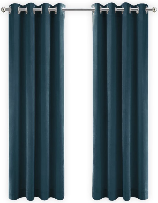 Gordijnen Donkerblauw Velvet Kant en klaar 140x270cm - Kant en klare  gordijnen met... | bol