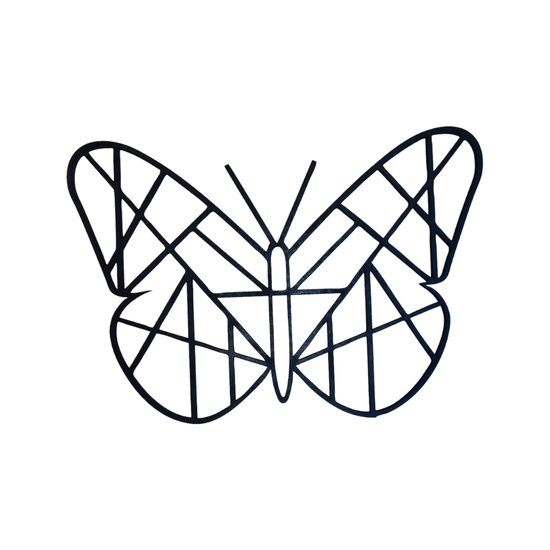 Djemzy - muurdecoratie woonkamer - wanddecoratie - dieren - geometrisch - hout - vlinder - zwart - 6 mm mdf