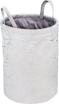 WENKO Wasverzamelaar Samira, ronde, grijze wasmand van zacht vilt met glinsterende, zilverkleurige decoprint, met twee praktische handvatten voor gemakkelijk transport, inhoud 69 liter, Ø 40 × 55 cm