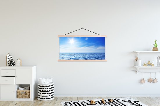 Porte-affiche avec affiche - Affiche scolaire - Mer - Soleil - Ciel - 120x60 cm - lattes vierges