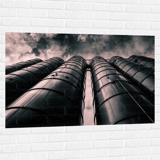 WallClassics - Muursticker - Industrie Torens - 120x80 cm Foto op Muursticker