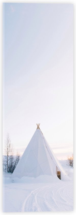 Acrylglas - Tent in de Sneeuw - 20x60 cm Foto op Acrylglas (Met Ophangsysteem)