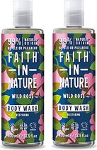 Faith in Nature - Gel douche et Bain à la rose sauvage - 400 ml - Lot de 2