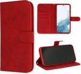 Casemania Hoesje Geschikt voor Samsung Galaxy S23 Crimson Red - Luxe Kunstlederen Portemonnee Book Case