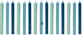 Cactula mooie dinerkaarsen 19,5 cm in 3 Trendy Kleuren 15 stuks | Blauw | Jade / Lichtblauw / Donkerblauw